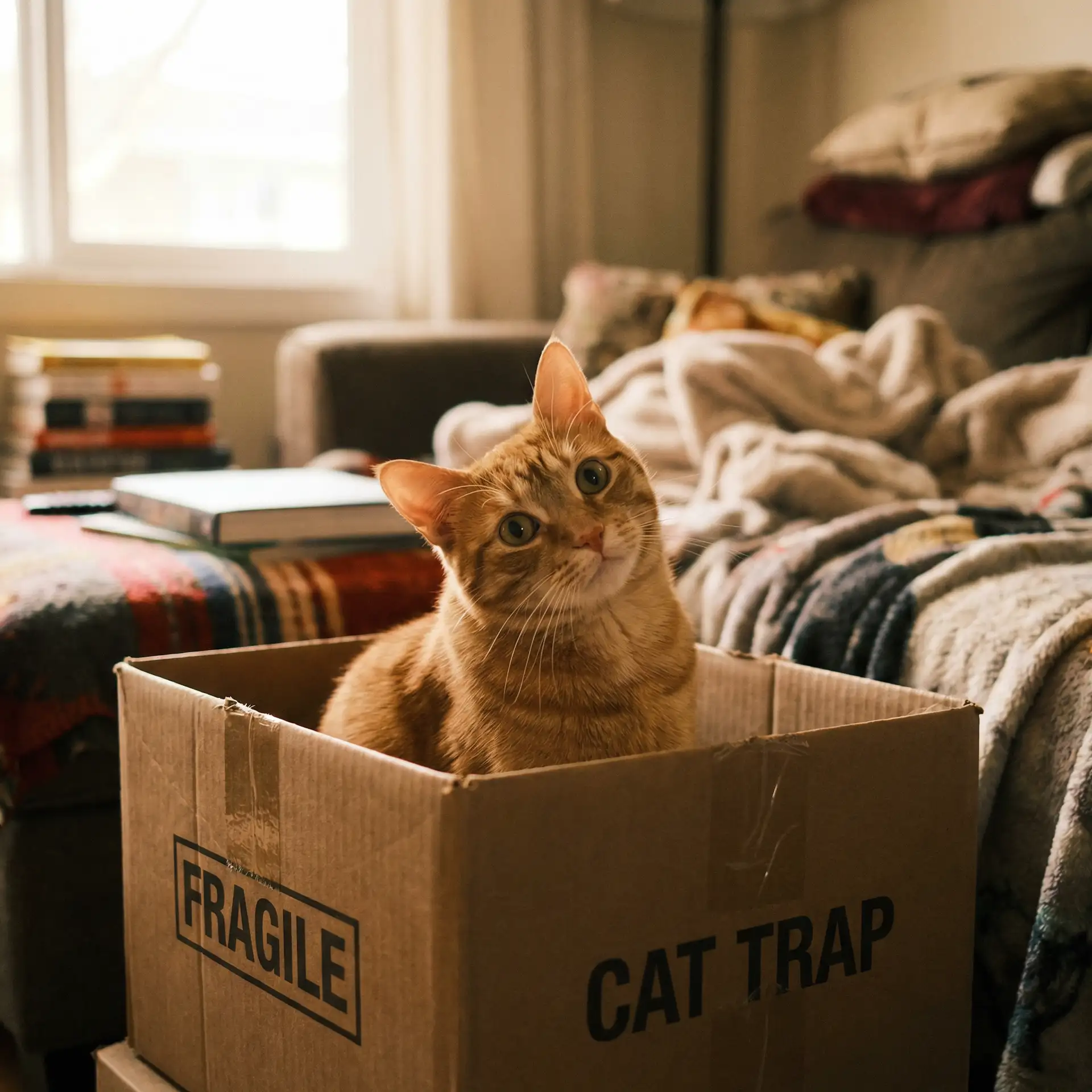 橘猫躲在纸箱里 - 救姜刑警